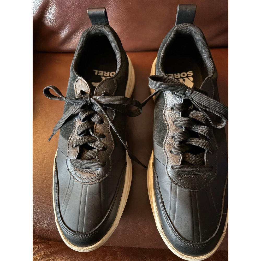 Sorel Out N About III Low Waterproof Sneakers Black Sea Salt Leather Suede 9.5
